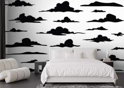 silhouettes of clouds vector sets for architecture render background Wall mural