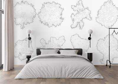 Tree plan outline silhouettes - top view 6 Wall mural