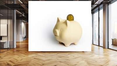 Piggy bank and two euro. Wall mural