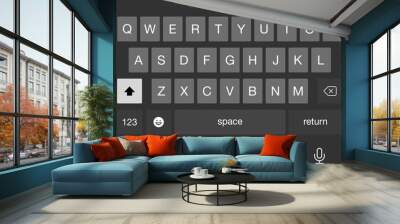 Vector phone mobile keyboard. Screen keypad for smartphone. Flat UI of qwerty icons of alphabet for chat, text, messages. Smart digital buttons for cellphone sms.Design, template of pad for messenger Wall mural