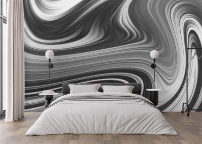 Creative black white and gray background liquid gradient image. Abstract fluid colorless wallpaper illustration Wall mural