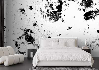 Vector abstract black paint grunge background, brush painted black, acrylic splashing black stuff from the brush with a transparent background. Wall mural