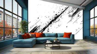 Vector brush grunge texture black scratches distressed background. Wall mural