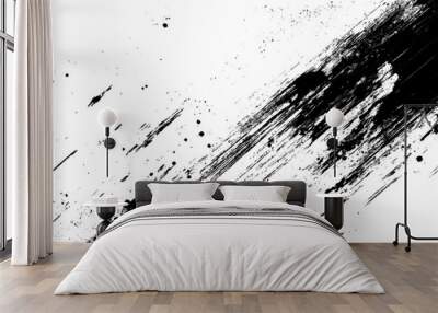 Vector brush grunge texture Rough Black Scratches splatter grunge distressed background. Wall mural