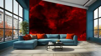 Vector red cloud texture background of red sky with clouds for wallpaper, backdrop and design. Wall mural