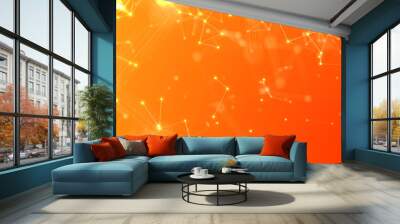 Abstract Orange Plexus Background Hi-Tech Networking Illustration Wall mural