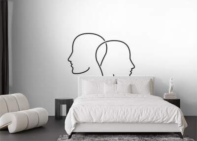 logo silhouette two people heads initial company icon business logo background illustration Wall mural