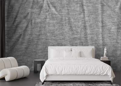 Waves on gray crumpled fabric background. Canvas. Wall mural