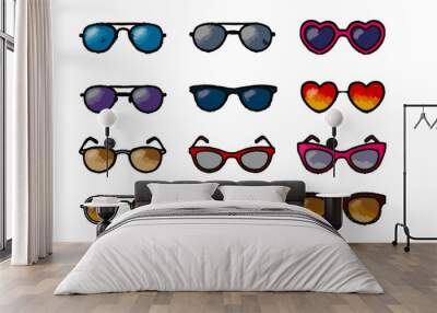 Colorful Sunglasses Collection Illustrations Wall mural