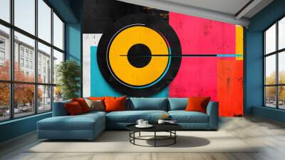 Abstract bright art with yellow target  Wall mural