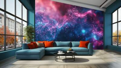 Abstract pink and blue space background Wall mural