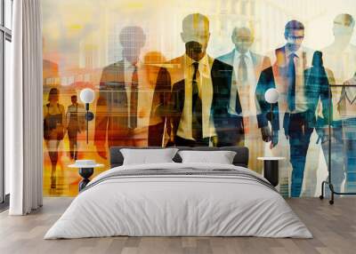 Business people collage. Business background illustration.
 Wall mural