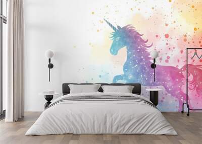 Colorful glitter unicorn  Wall mural