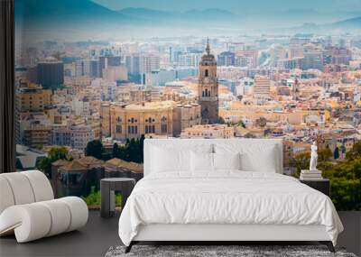 cityscape aerial view of malaga, spain Wall mural