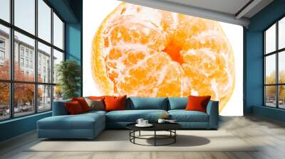 Peeled mandarin tangerine orange fruit isolated on white backgro Wall mural