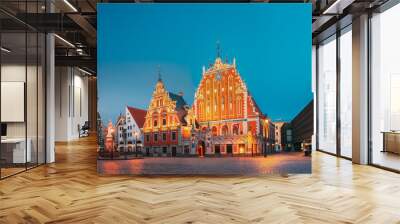 Riga, Latvia. Town Hall Square With St. Peter's Church, Schwabe  Wall mural