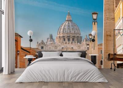 Rome, Italy. St. Peter's Square With Papal Basilica Of St. Peter In The Vatican Wall mural