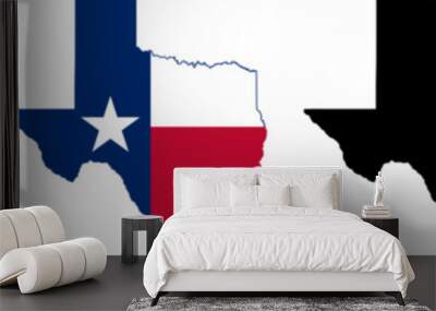 Texas State National Flag Map Texan outline black silhouette Wall mural