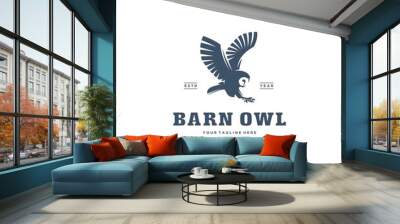 Barn Owl Flying Logo Design Vector Image Wall mural