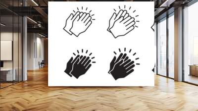 Applause symbol. Hand clapping icon. Hand claps icon set symbol of acclamation, compliment, appreciation, ovation, bravo, congratulation. Sign of applaud in flat graphic design and illustration. Wall mural