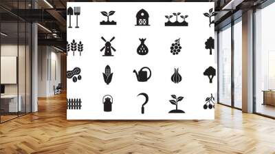 farm agriculture theme simple vector icon logo design set bundle illustration Wall mural