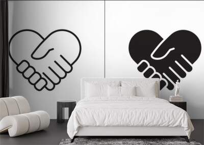 Handshake for love icon. handshake inside heart symbol. Icon for charity, donation, compassion, solidarity and humanitarian. Vector Stock logo illustration in flat and line design style. Wall mural