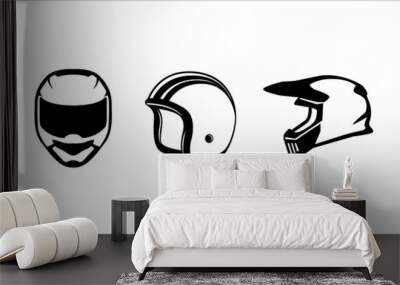 Motorcycle helmet vector icon set. Racing team helmet vector illustration Wall mural