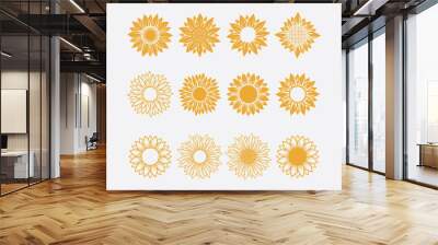 set of sun symbol or sunflower vector logo design concept isolated on white background Wall mural