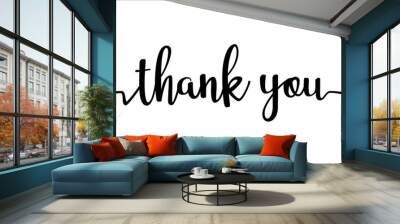 thank you hand lettering design. thank you calligraphy. thank you text typography letter vector graphic design for greeting card label and web banner. Wall mural