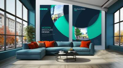 Brochure template layout design. Corporate business annual report, catalog, magazine, flyer mockup. Creative modern bright concept circle round shape Wall mural