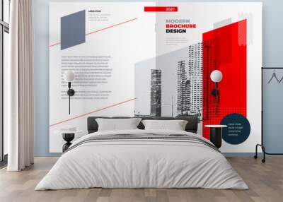 Brochure template layout design. Corporate business annual report, catalog, magazine, flyer mockup. Creative modern bright concept dynamic shape Wall mural