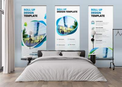 business roll up banner stand. presentation concept. abstract modern roll up background. vertical ro Wall mural