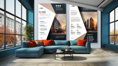 Flyer design. Corporate business report cover, brochure or flyer design. Leaflet presentation with abstract beige accent, polygonal shaped background. Modern poster magazine, layout, template. A4. Wall mural