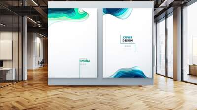 Paper cut brochure design paper carve abstract cover for brochure flyer magazine catalog design in green teal blue colors Wall mural