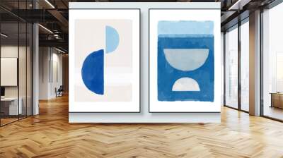 Set of Abstract Hand Painted Illustrations for Postcard, Social Media Banner, Brochure Cover Design or Wall Decoration Background. Modern Abstract Painting Artwork. Vector Pattern Wall mural