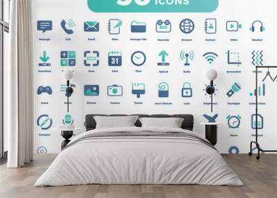 50 App Icons set with Beautiful color. Big Bundle App Icons set Wall mural