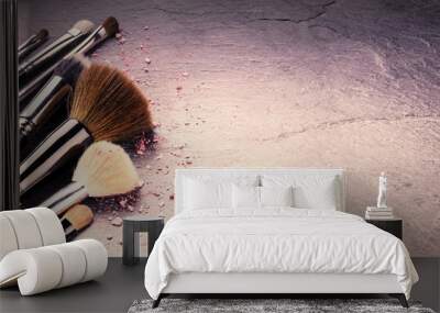 Collection of professional makeup brushes Wall mural