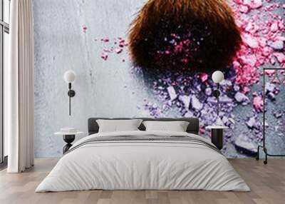 makeup brush and crushed eye shadows Wall mural