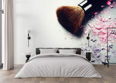 makeup brush and crushed eyeshadows Wall mural