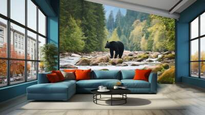 bear in the river Wall mural