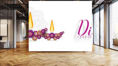 Happy Diwali, Holiday background for light festival of India. Wall mural