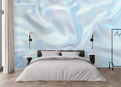 3d render beautiful folds of white silk in full screen, like a beautiful clean fabric background. si Wall mural