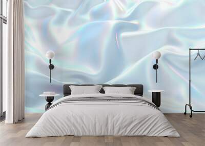 3D render beautiful folds of white silk in full screen, like a beautiful clean fabric background. Simple soft background with smooth folds like waves on a liquid surface. Nacre 3 Wall mural