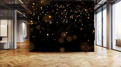 gold particles glisten in the air, gold sparkles in a viscous fluid have the effect of advection with depth of field and bokeh. 3d render. cloud of particles. 174 Wall mural