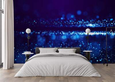 Magical sparkles of light form abstract structures. Blue glow particles with amazing bokeh for fantastic background. 3d render. Wall mural