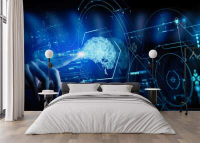 artificial intelligence (ai) with machine deep learning and data mining and another modern computer  Wall mural