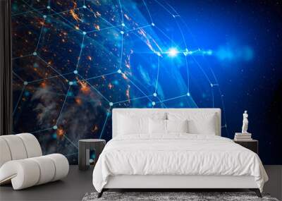 communication technology for internet business. global world network and telecommunication on earth  Wall mural