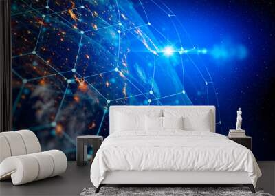 communication technology for internet business. global world network and telecommunication on earth  Wall mural