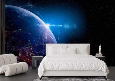 communication technology for internet business. global world network and telecommunication on earth  Wall mural