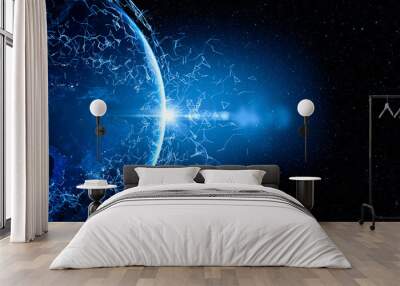 communication technology for internet business. global world network and telecommunication on earth  Wall mural